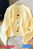 Long Sleeve Ornament Buttons Cropped Cardigan Sweater
