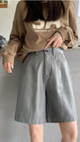 High Waist Loose Pocket Leather Shorts