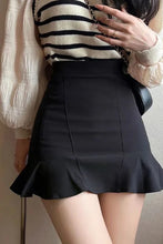 High Waist Solid Ruffles Mini Skirt