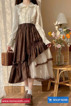 High Waist Asymmetrical Mesh Patchwork Ruffle Maxi Skirts