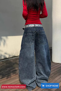 High Waist Star Tassel Embroidered Jeans Pants