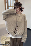 Loose Striped Style O-Neck Women Sweater