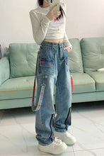 High Waist Zipper Stars Pattern Jeans Pants