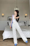 High Waist Cute Little Bow Pattern Long Pants