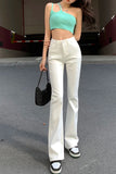 High Waist Elastic Slim Flare Jeans Pants