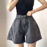 A-Line Washed Color Style Denim Shorts