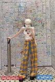 Retro Casual Yellow Plaid Long Pants