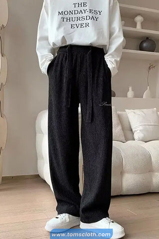 Casual Pleated Style Linen Men Sweatpants