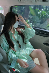 Long Sleeve Light Colors Striped Blouse Shirt