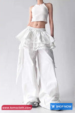 Extended Elastic Waist Lace Patchwork Pants