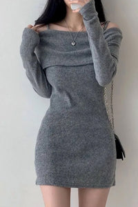 Sexy Slim Off Shoulder Knitted Dress