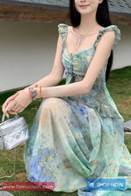 Vacation Style Tie Dye Pattern Long Dress