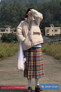 High Waist Colorful Plaid Pleated Skirts