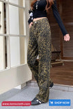 Long Retro Leopard Pattern Straight Pants