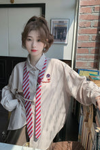 Long Sleeve Vintage Tie Striped Blouse Shirts