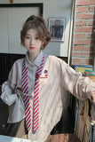 Long Sleeve Vintage Tie Striped Blouse Shirts