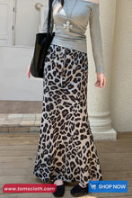 High Waist Retro Leopard Pattern Long Skirts