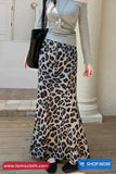 High Waist Retro Leopard Pattern Long Skirts