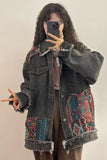 Long Sleeve Vintage Boho Embroidery Denim Jacket