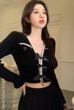 bow button cardigan women, cropped cardigan sweater, v neck knit cardigan, cute aesthetic sweater, korean style cardigan, y2k cardigan outfit, soft girl fashion sweater, trendy knit cardigan women