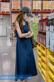 Backless Hollow Out Long Denim Dress
