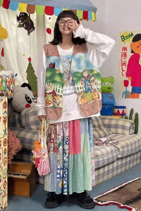 High Waist Loose A-Line Flowers Pattern Skirts