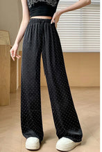 Loose Small Pearls Button Wide Leg Pants