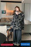 High Waist Striped Patchwork Office Fleece Pants