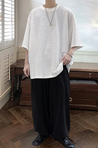 Loose Short Sleeve Textured Style Men Shirt