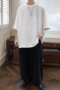 Loose Short Sleeve Textured Style Men Shirt