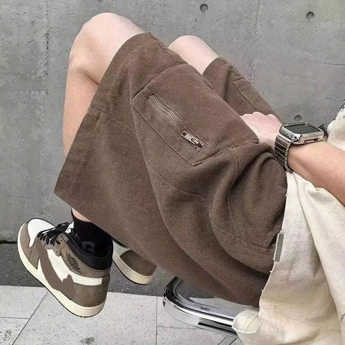 Loose Cargo Zipper Pockets Men Shorts Pants