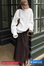 Vintage Polka Dots Pattern Long Brown Skirts