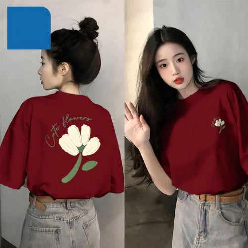 Casual Cute Flower Two Side Printed Shirt