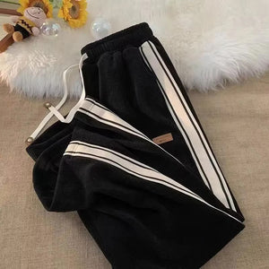 High Waist Side Striped Corduroy Sweatpants