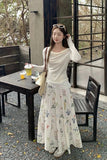 Loose Retro Floral Pattern Elegant Skirts