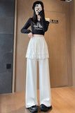 High Waist Loose Pants Combined Sweet Lace