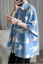 Short Sleeve Goose Cartoon Printed Blouse Shirts