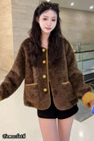 Long Sleeve Casual Faux Wool Lamb Office Jackets