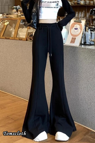 Loose Drawstring Flare Style Sweatpants