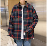 Long Sleeve Vintage Streetwear Plaid Shirts