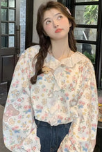 Loose Floral Pattern Vintage Ruffles Blouse Shirt