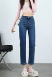 High Waist Straight Basic Slim Jeans Pants