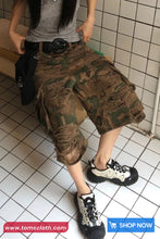 High Waist Camouflage Pattern Cargo Ripped Pants