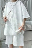 2 Piece Set Loose Casual Men Shirts With Shorts
