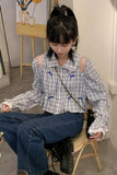 Long Sleeve Sweet Bow Hollow Out Cropped Blouse Shirt