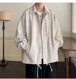 Loose Drawstring Zipper Corduroy Jacket