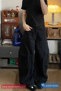 High Waist Wide Leg Cargo Pockets Pants