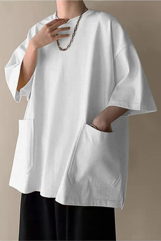 Loose Half Sleeve With Big Pocket Men Shirt