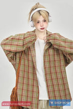 Long Sleeve Loose Plaid Pattern Hooded Shirt