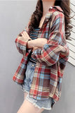Long Sleeve Classic Plaid Colors Loose Shirt